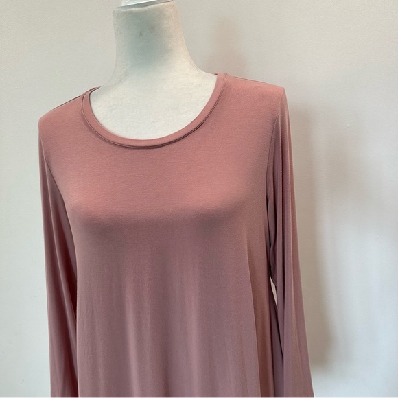 LOGO Lori Goldstein Mauve Sheer Tiered Long Sleeve Oversized Tunic Womens size S - Picture 3 of 7